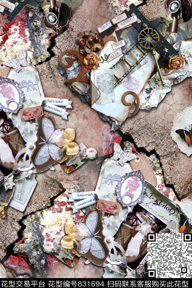 抽象几何拼接数码印花华亿平台下载（图片编号: 831694） - 瓦栏（Walan）