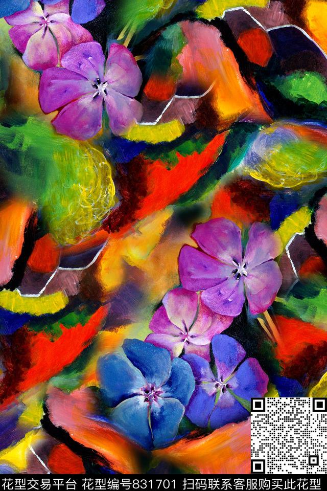 抽象几何拼接数码印花华亿平台下载（图片编号: 831701） - 瓦栏（Walan）