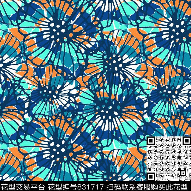 泳装大花花卉传统印花华亿平台下载（图片编号: 831717） - 瓦栏（Walan）