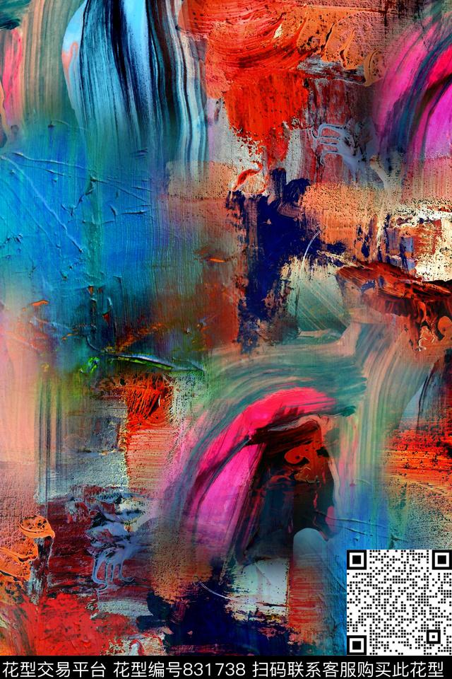 抽象几何拼接数码印花华亿平台下载（图片编号: 831738） - 瓦栏（Walan）