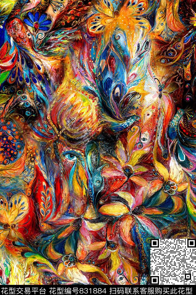 抽象几何拼接数码印花华亿平台下载（图片编号: 831884） - 瓦栏（Walan）