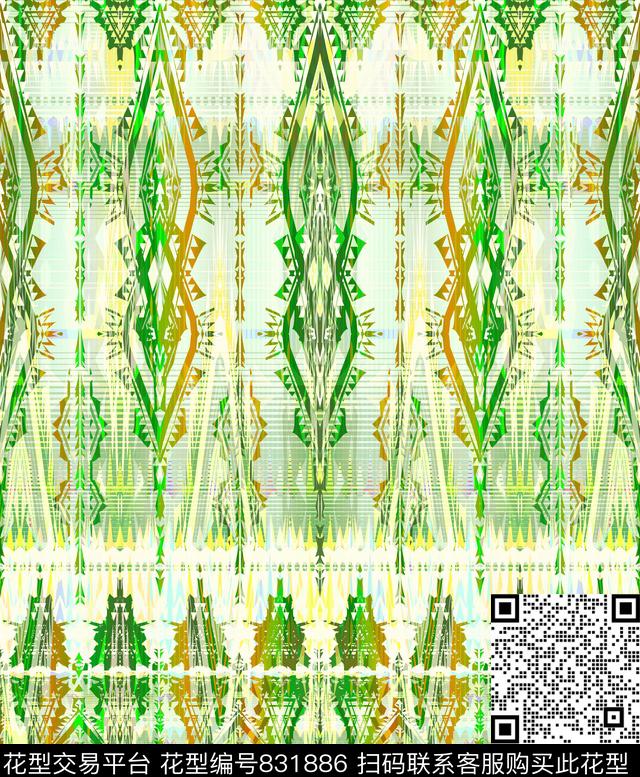 图腾欧式波西米亚数码印花华亿平台下载（图片编号: 831886） - 瓦栏（Walan）