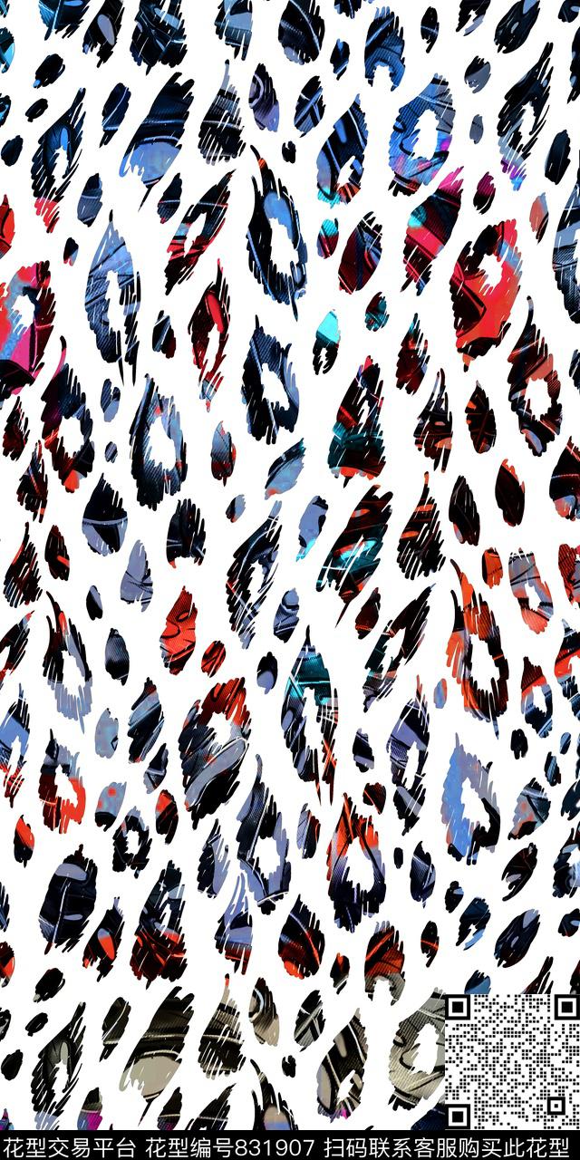 豹纹色块数码数码印花华亿平台下载（图片编号: 831907） - 瓦栏（Walan）
