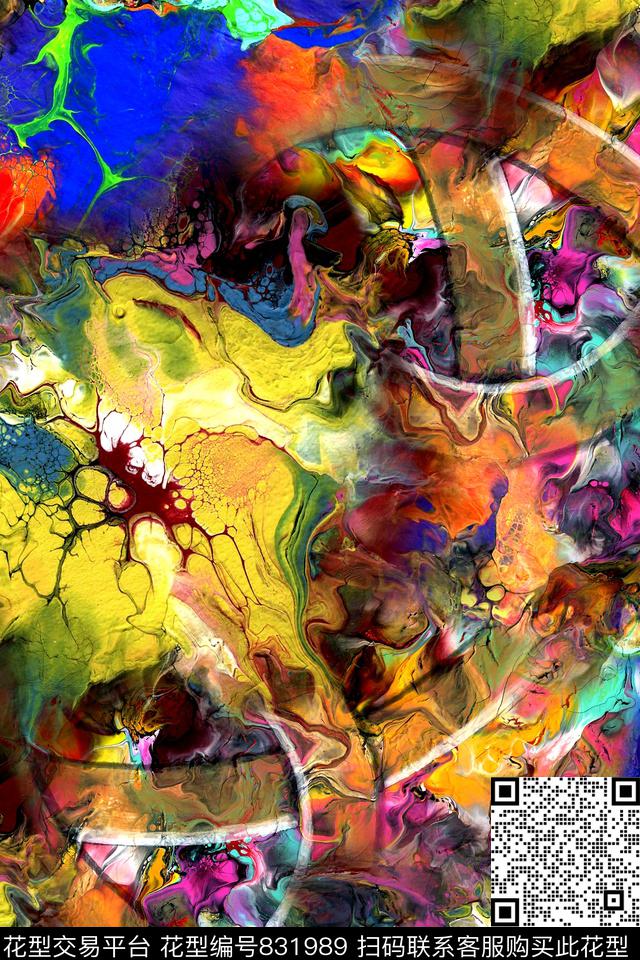 抽象几何拼接数码印花华亿平台下载（图片编号: 831989） - 瓦栏（Walan）