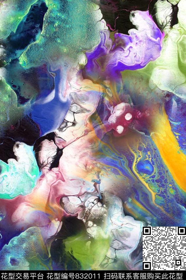 抽象几何拼接数码印花华亿平台下载（图片编号: 832011） - 瓦栏（Walan）