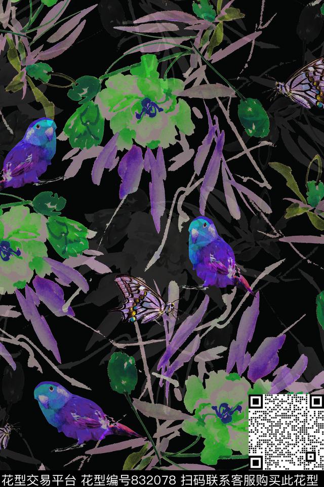 花朵花卉手绘数码印花华亿平台下载（图片编号: 832078） - 瓦栏（Walan）