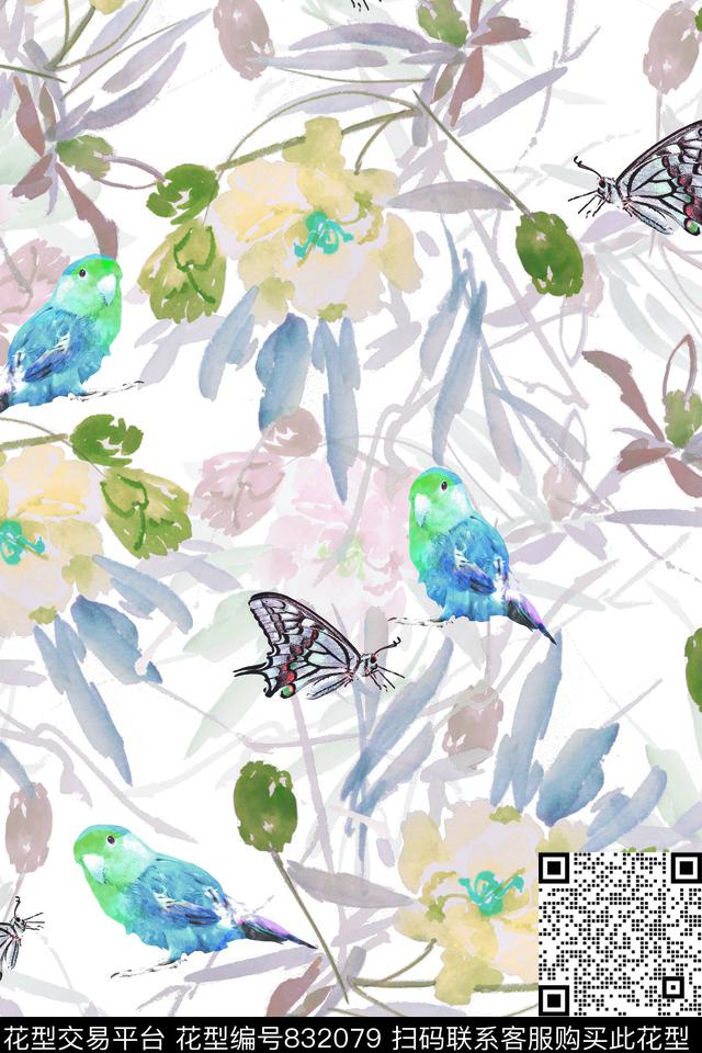 花朵花卉手绘数码印花华亿平台下载（图片编号: 832079） - 瓦栏（Walan）