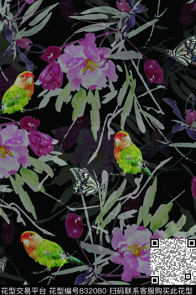 花朵花卉手绘数码印花华亿平台下载（图片编号: 832080） - 瓦栏（Walan）