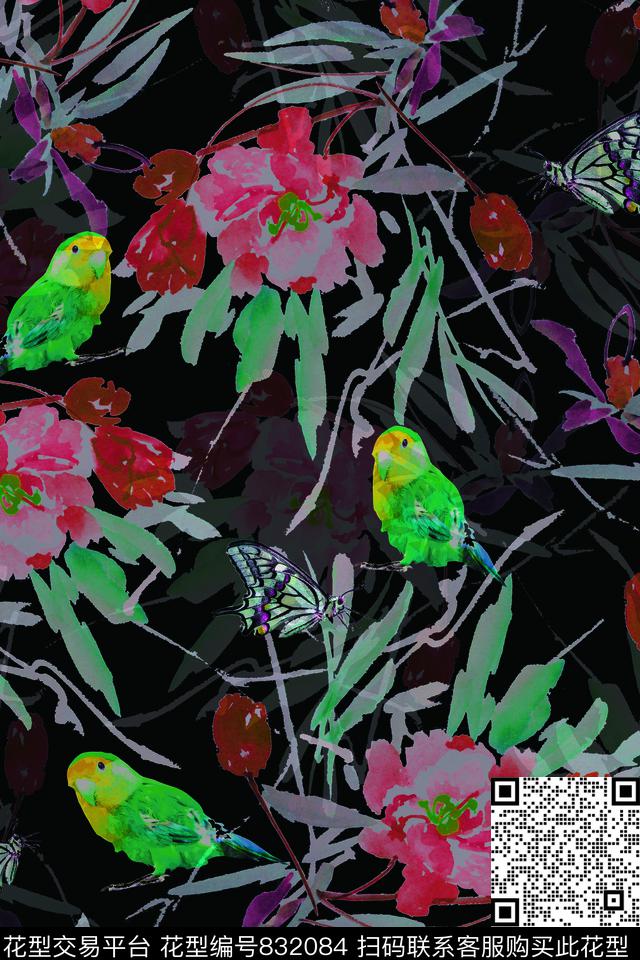 花朵花卉手绘数码印花华亿平台下载（图片编号: 832084） - 瓦栏（Walan）