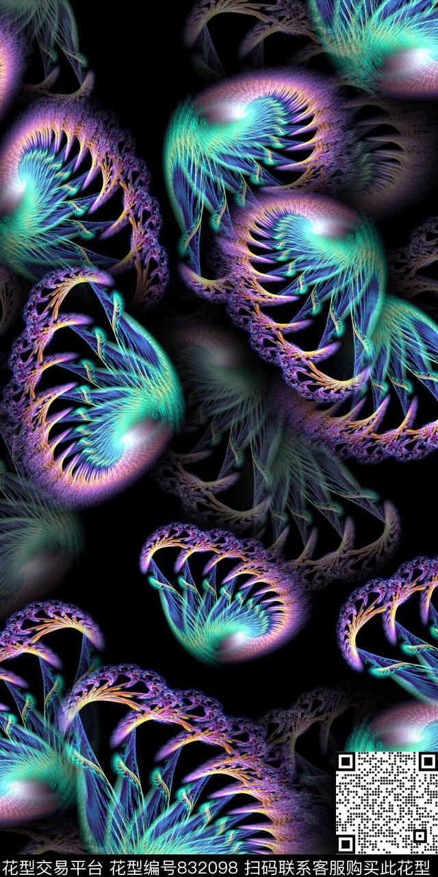 抽象纹路数码印花数码印花华亿平台下载（图片编号: 832098） - 瓦栏（Walan）