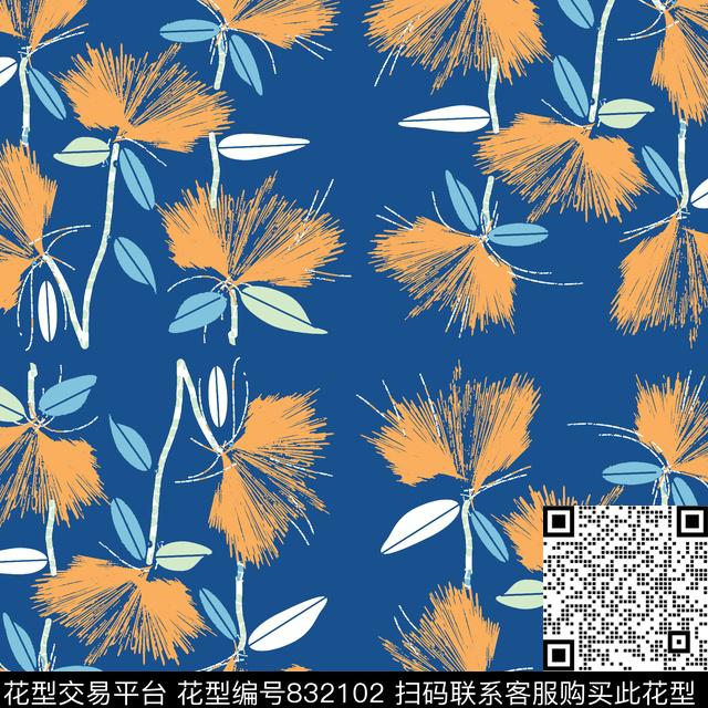 大花花朵泳装传统印花华亿平台下载（图片编号: 832102） - 瓦栏（Walan）