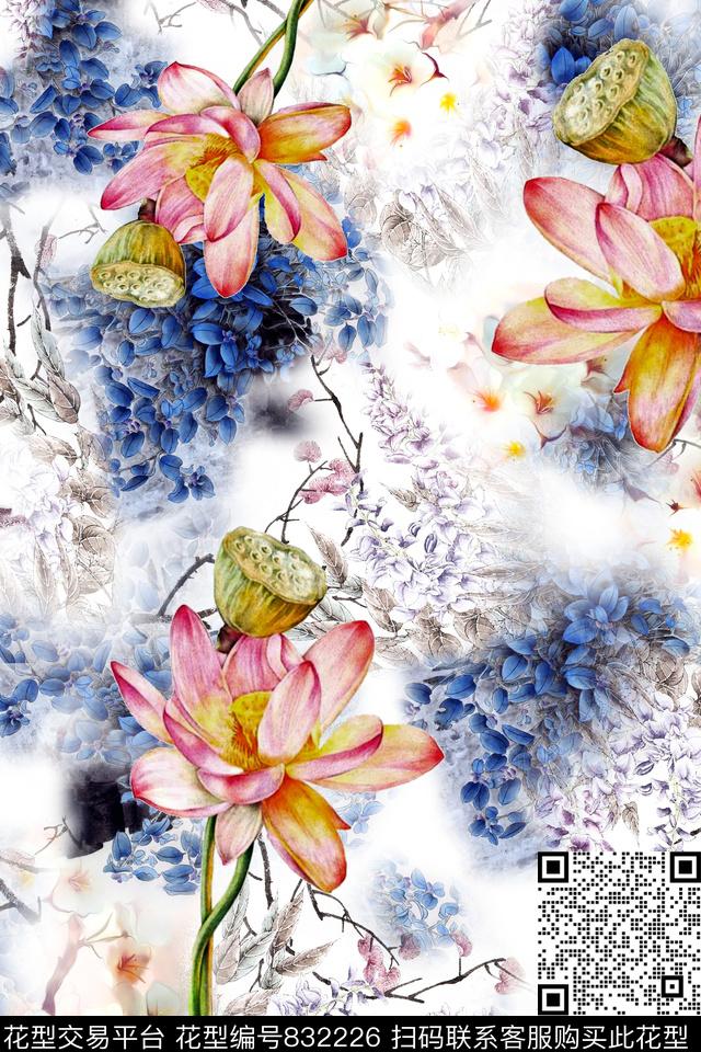 花卉虞美人抽象数码印花华亿平台下载（图片编号: 832226） - 瓦栏（Walan）