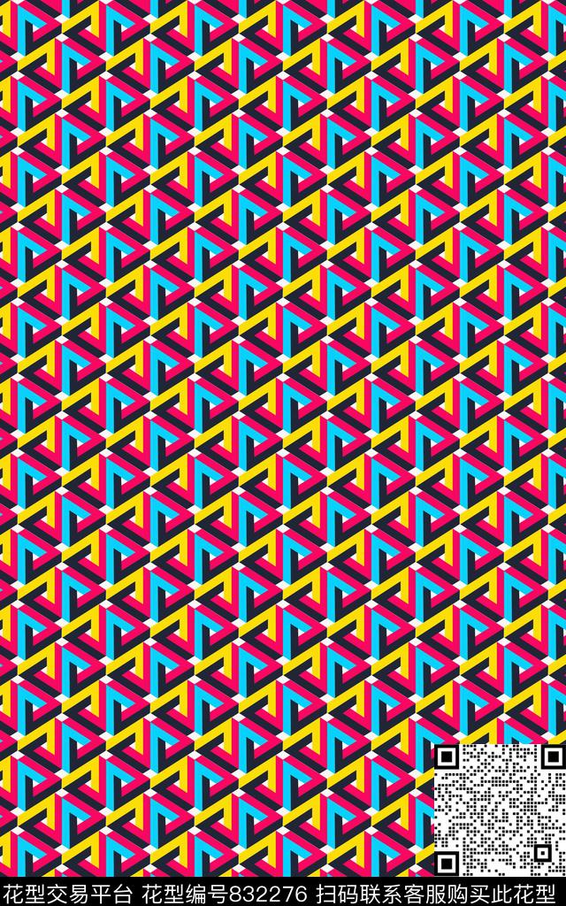 几何格子抽象数码印花华亿平台下载（图片编号: 832276） - 瓦栏（Walan）