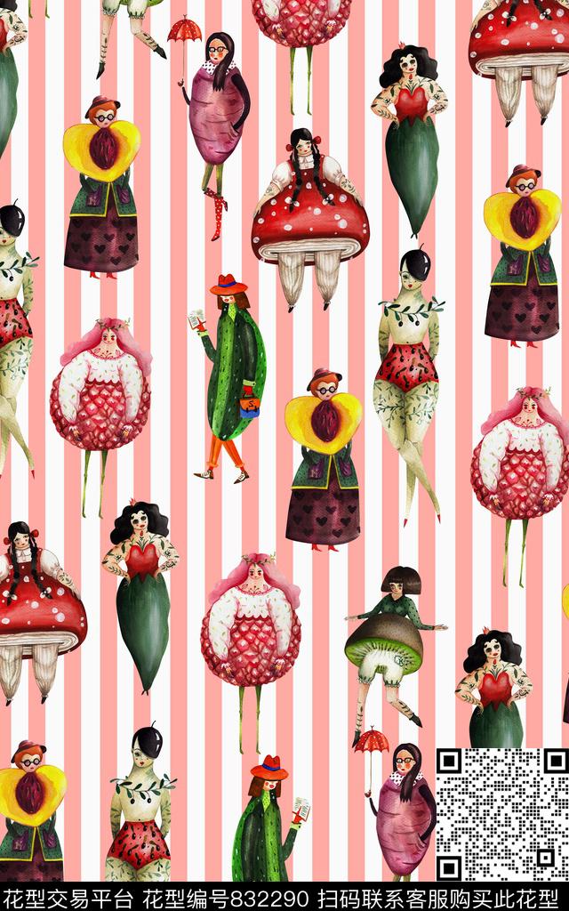 趣味卡通几何数码印花华亿平台下载（图片编号: 832290） - 瓦栏（Walan）