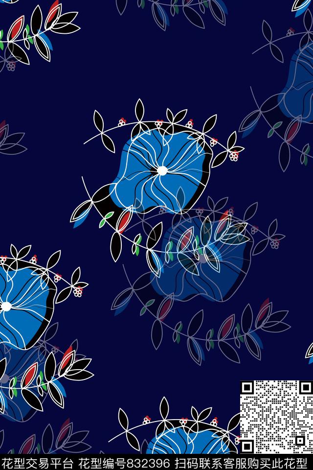 花卉竹叶花瓣传统印花华亿平台下载（图片编号: 832396） - 瓦栏（Walan）