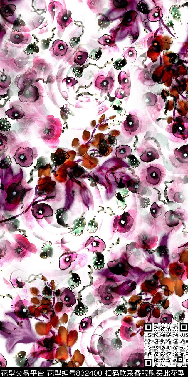 碎花水彩花卉乱花数码印花华亿平台下载（图片编号: 832400） - 瓦栏（Walan）