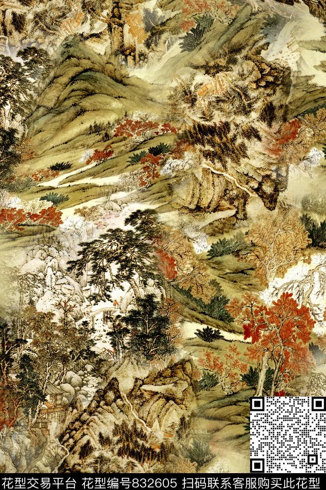 花卉吗几何民族数码印花华亿平台下载（图片编号: 832605） - 瓦栏（Walan）