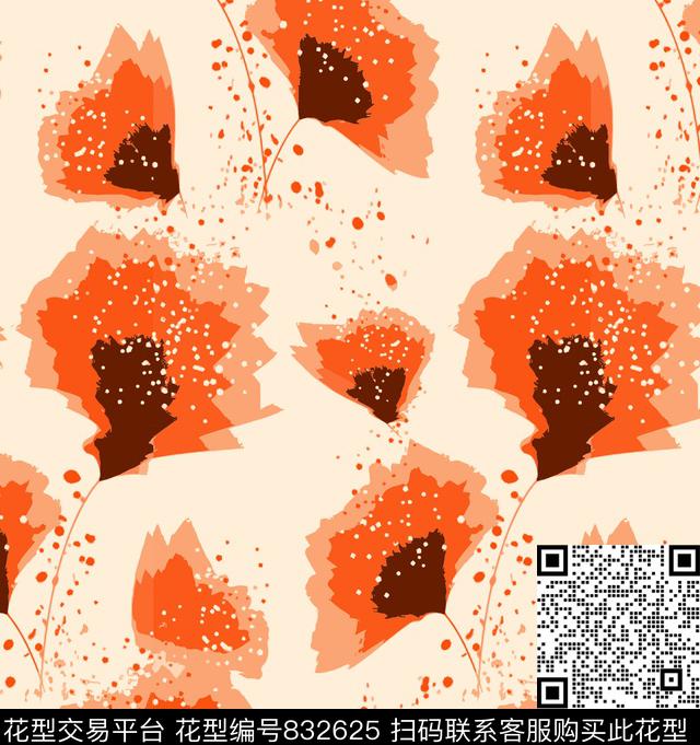 雏菊乱花大花传统印花华亿平台下载（图片编号: 832625） - 瓦栏（Walan）