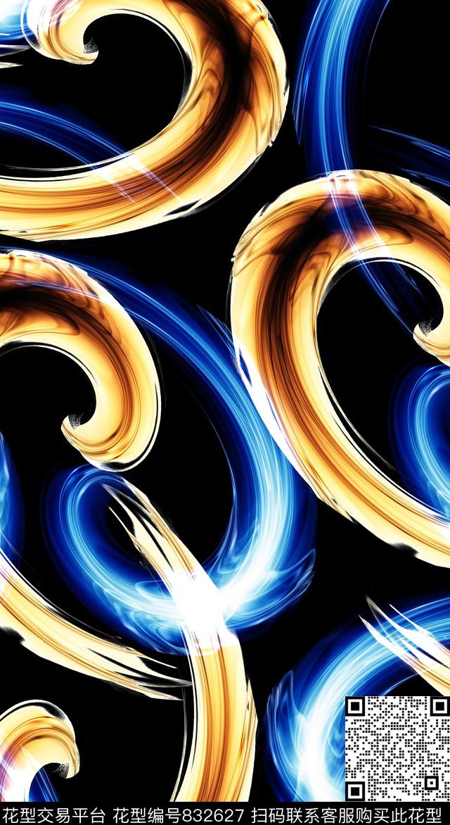 不规则几何抽象圆圈数码印花华亿平台下载（图片编号: 832627） - 瓦栏（Walan）