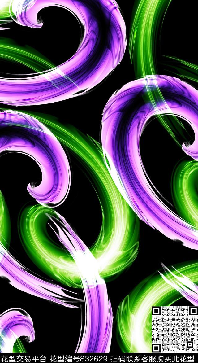 不规则几何抽象圆圈数码印花华亿平台下载（图片编号: 832629） - 瓦栏（Walan）