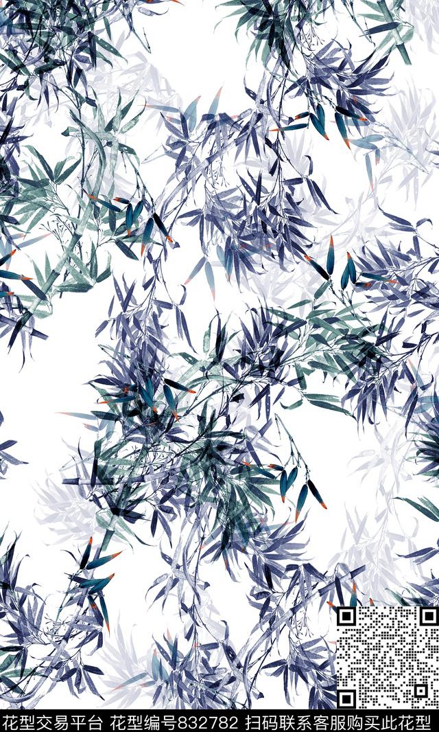 中国风女装竹叶数码印花华亿平台下载（图片编号: 832782） - 瓦栏（Walan）