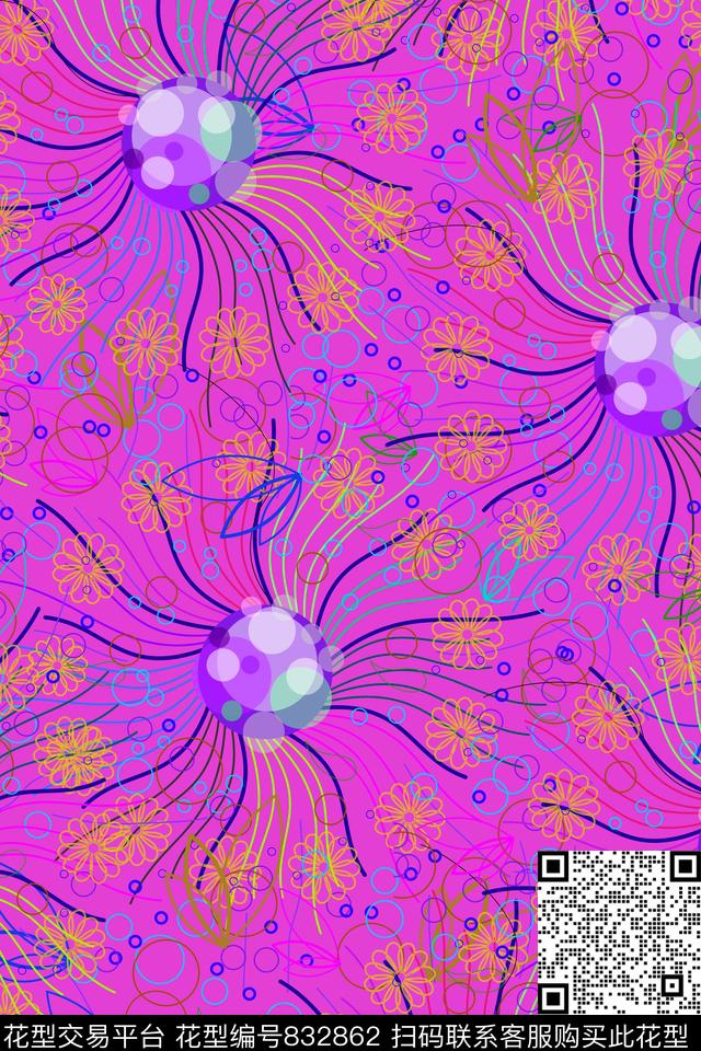 大花花瓣花卉传统印花华亿平台下载（图片编号: 832862） - 瓦栏（Walan）