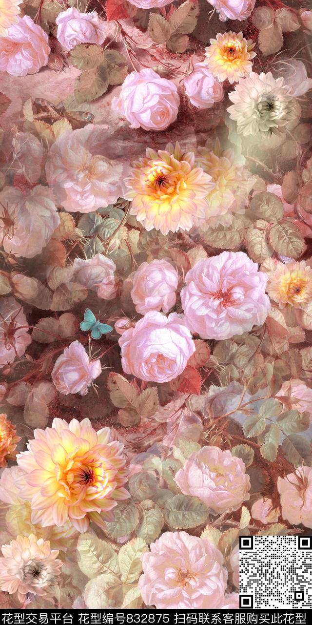 乱花数码花卉数码印花华亿平台下载（图片编号: 832875） - 瓦栏（Walan）