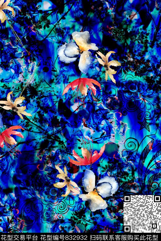 小碎花花卉清爽数码印花华亿平台下载（图片编号: 832932） - 瓦栏（Walan）