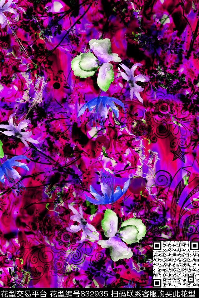 小碎花花卉清爽数码印花华亿平台下载（图片编号: 832935） - 瓦栏（Walan）