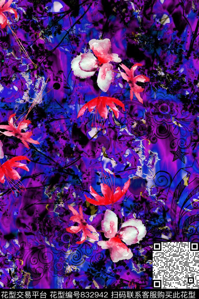 小碎花花卉清爽数码印花华亿平台下载（图片编号: 832942） - 瓦栏（Walan）