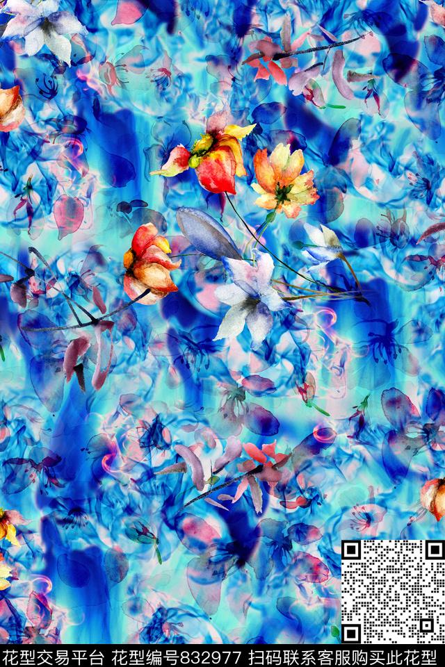 花卉清爽小碎花数码印花华亿平台下载（图片编号: 832977） - 瓦栏（Walan）