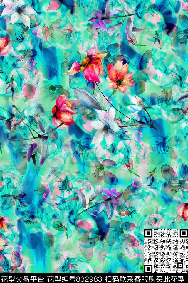 花卉清爽小碎花数码印花华亿平台下载（图片编号: 832983） - 瓦栏（Walan）