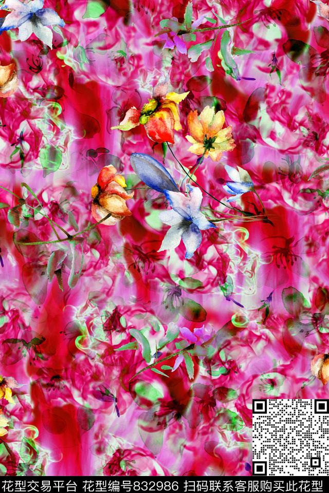 花卉清爽小碎花数码印花华亿平台下载（图片编号: 832986） - 瓦栏（Walan）