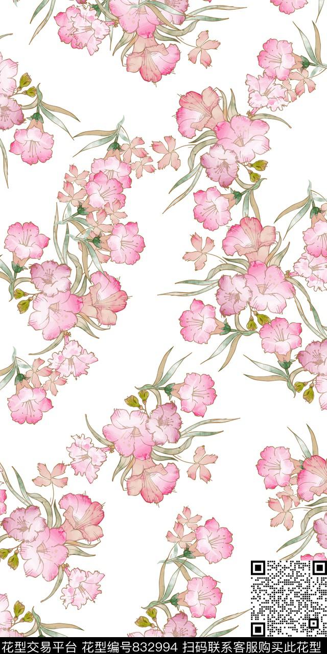 花卉乱花满版花数码印花华亿平台下载（图片编号: 832994） - 瓦栏（Walan）