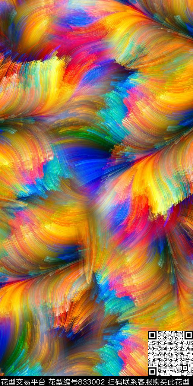 乱花抽象满版花数码印花华亿平台下载（图片编号: 833002） - 瓦栏（Walan）