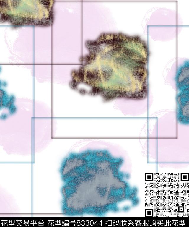 色彩不规则几何抽象数码印花华亿平台下载（图片编号: 833044） - 瓦栏（Walan）