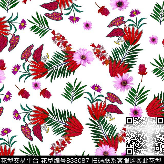 花卉油画花卉清新花卉数码印花华亿平台下载（图片编号: 833087） - 瓦栏（Walan）