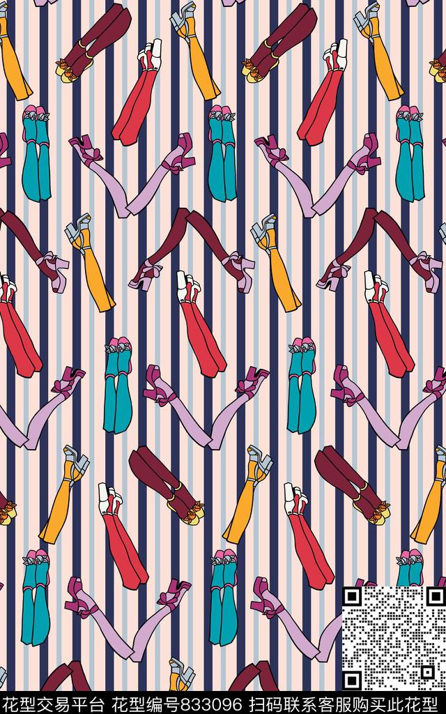 高跟鞋趣味插画传统印花华亿平台下载（图片编号: 833096） - 瓦栏（Walan）