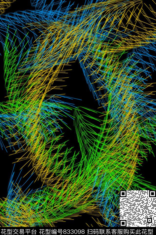 趣味笔刷线条数码印花华亿平台下载（图片编号: 833098） - 瓦栏（Walan）