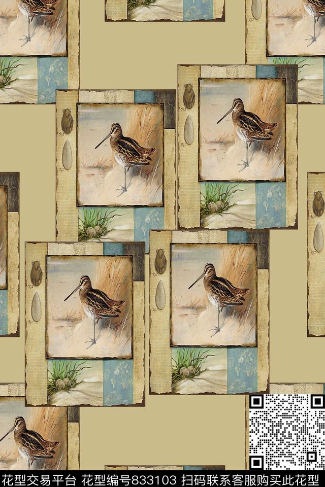 花鸟趣味动物数码印花华亿平台下载（图片编号: 833103） - 瓦栏（Walan）