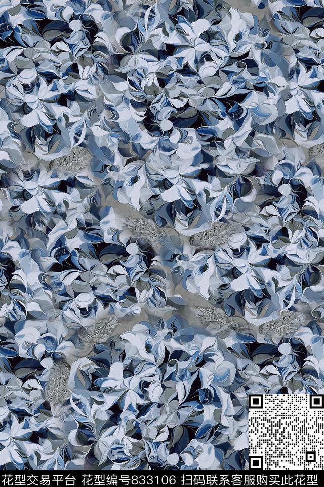 花卉花朵乱花数码印花华亿平台下载（图片编号: 833106） - 瓦栏（Walan）
