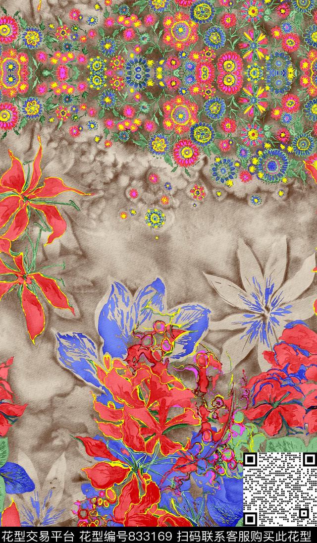 乱花兰花小碎花数码印花华亿平台下载（图片编号: 833169） - 瓦栏（Walan）