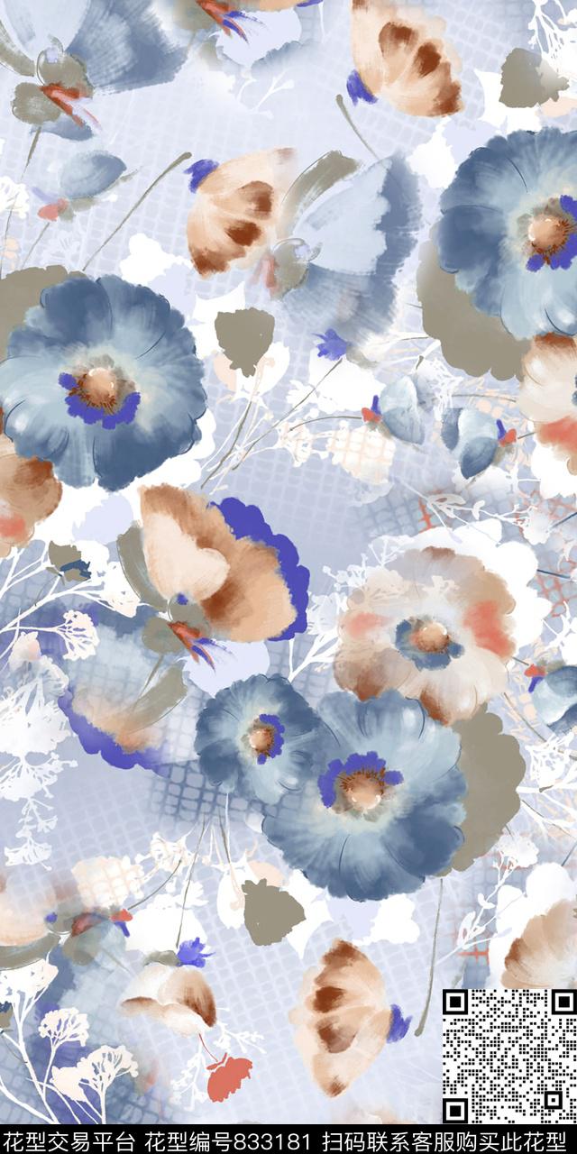 小清新炫彩花卉数码印花华亿平台下载（图片编号: 833181） - 瓦栏（Walan）