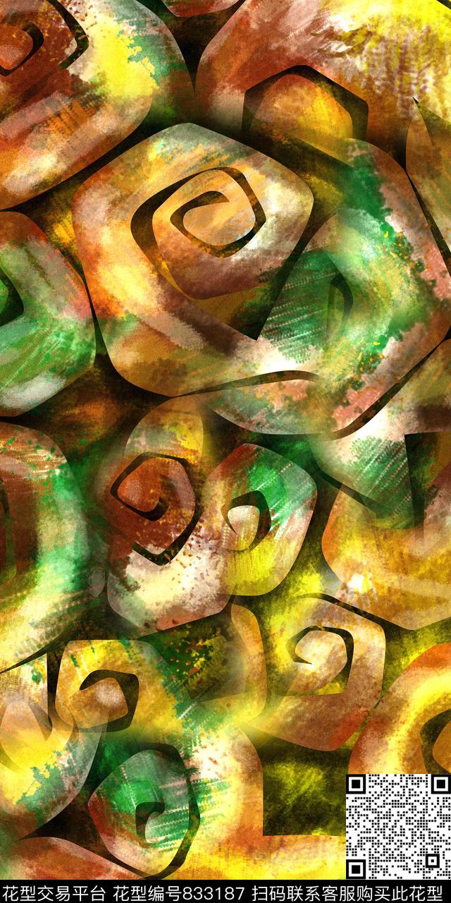 数码趣味抽象数码印花华亿平台下载（图片编号: 833187） - 瓦栏（Walan）