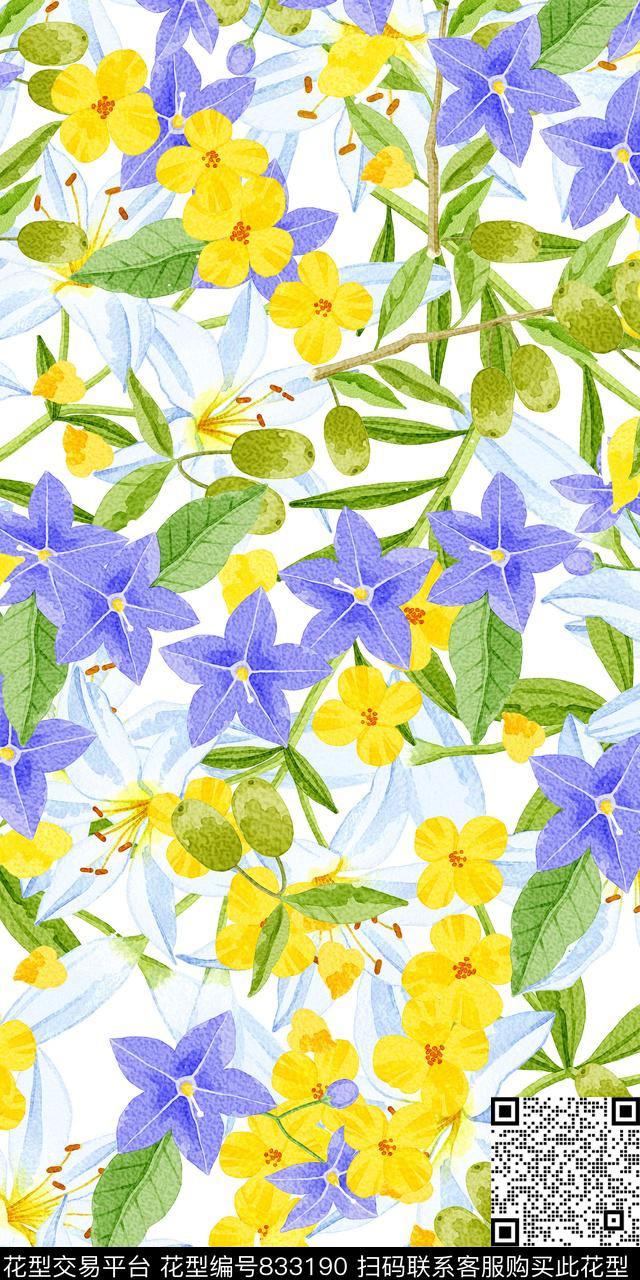 小碎花乱花花卉数码印花华亿平台下载（图片编号: 833190） - 瓦栏（Walan）