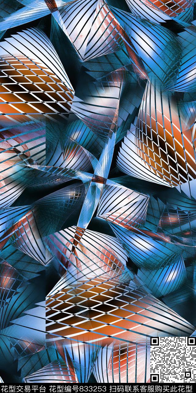 不规则几何数码分形数码印花华亿平台下载（图片编号: 833253） - 瓦栏（Walan）