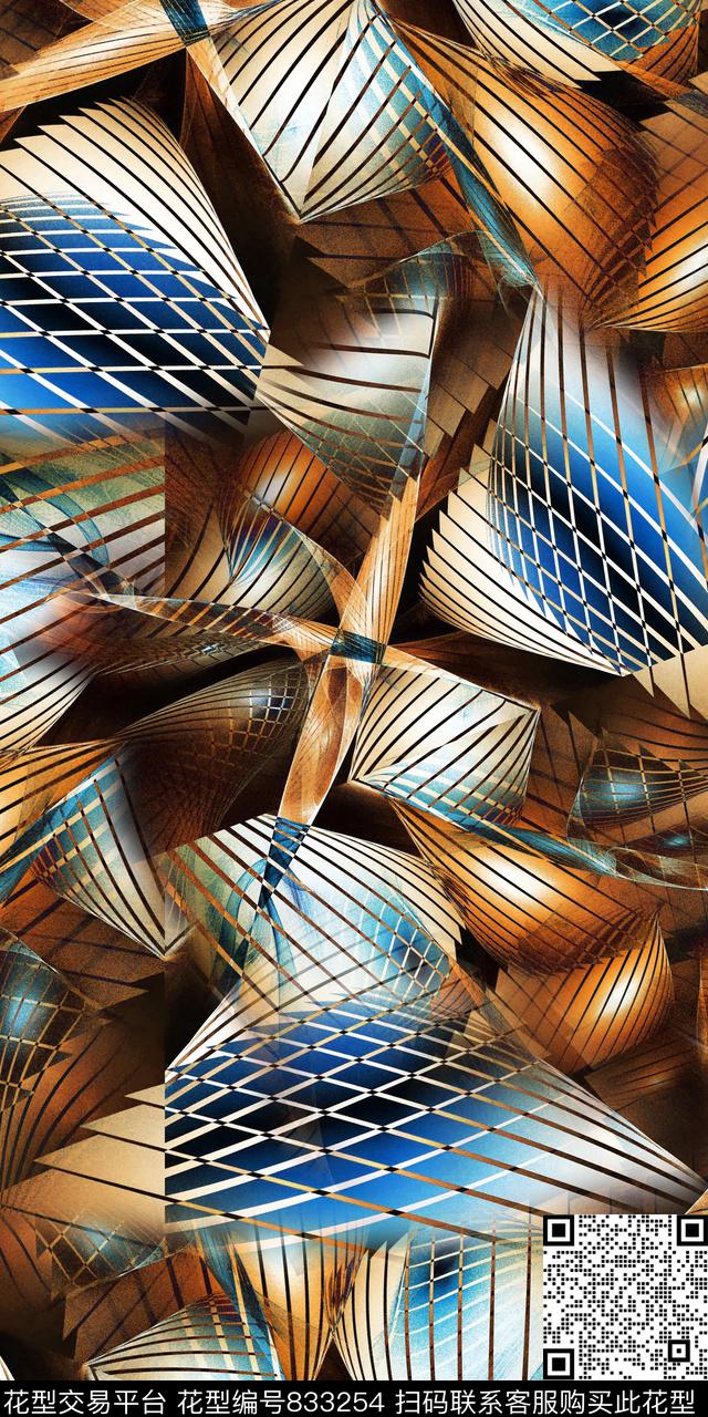 不规则几何数码分形数码印花华亿平台下载（图片编号: 833254） - 瓦栏（Walan）
