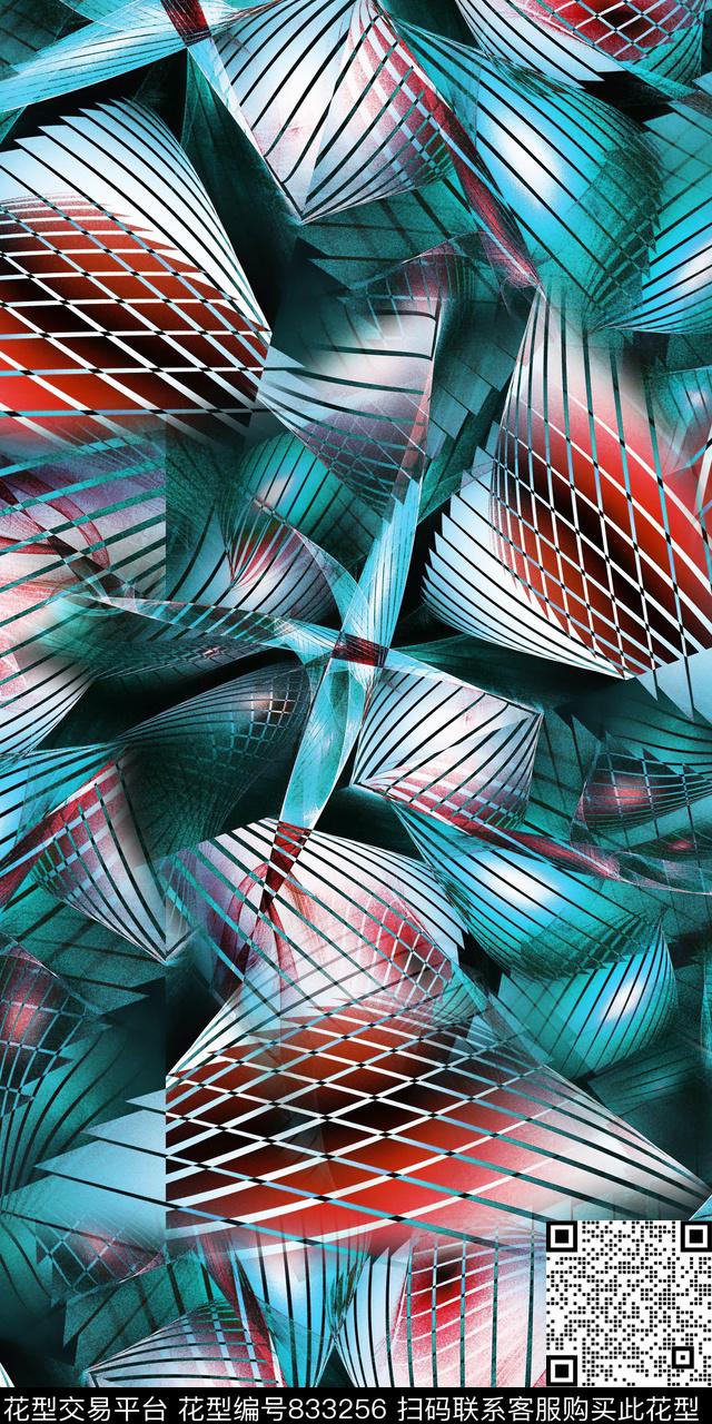 不规则几何数码分形数码印花华亿平台下载（图片编号: 833256） - 瓦栏（Walan）