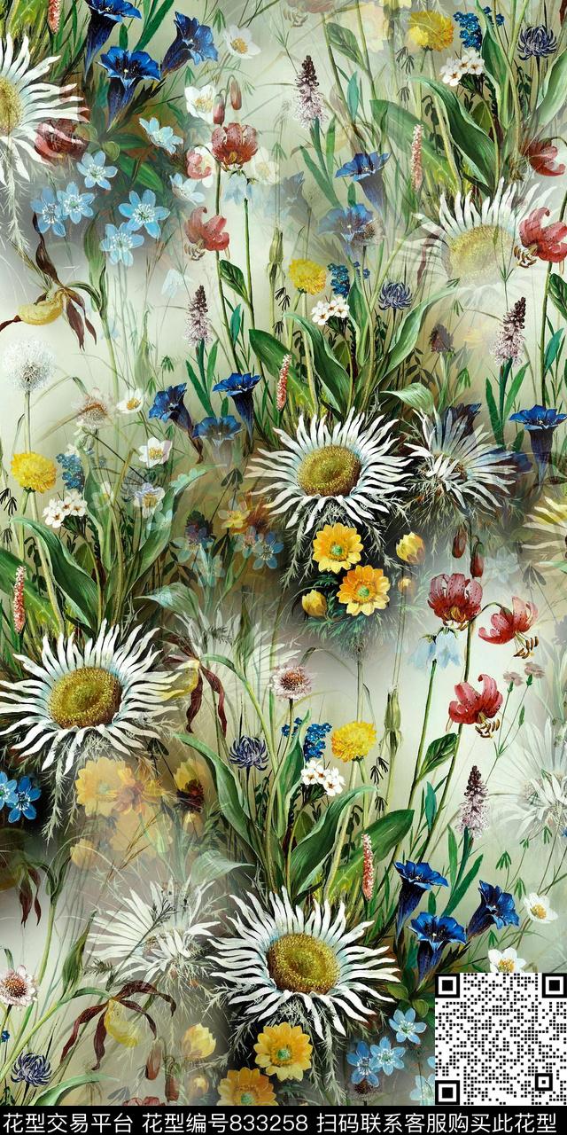 乱花花卉数码数码印花华亿平台下载（图片编号: 833258） - 瓦栏（Walan）