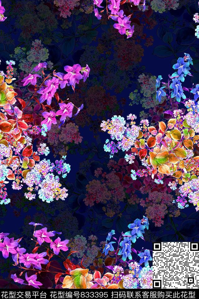 中国风小碎花花卉数码印花华亿平台下载（图片编号: 833395） - 瓦栏（Walan）